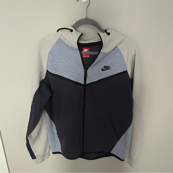 Men's Nike Sportswear Tech Fleece Windrunner ColorBlock Hoodie Blue/Cream Medium - Picture 2 of 7